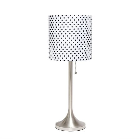 Lighting Business Brushed Nickel Tapered Table Lamp with Polka Dot Fabric Drum Shade LI2519932